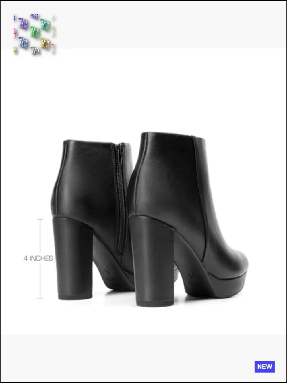 Stomp High Heel Ankle Boots Chunky Block Heel Platform Non-Slip Inside Zipper